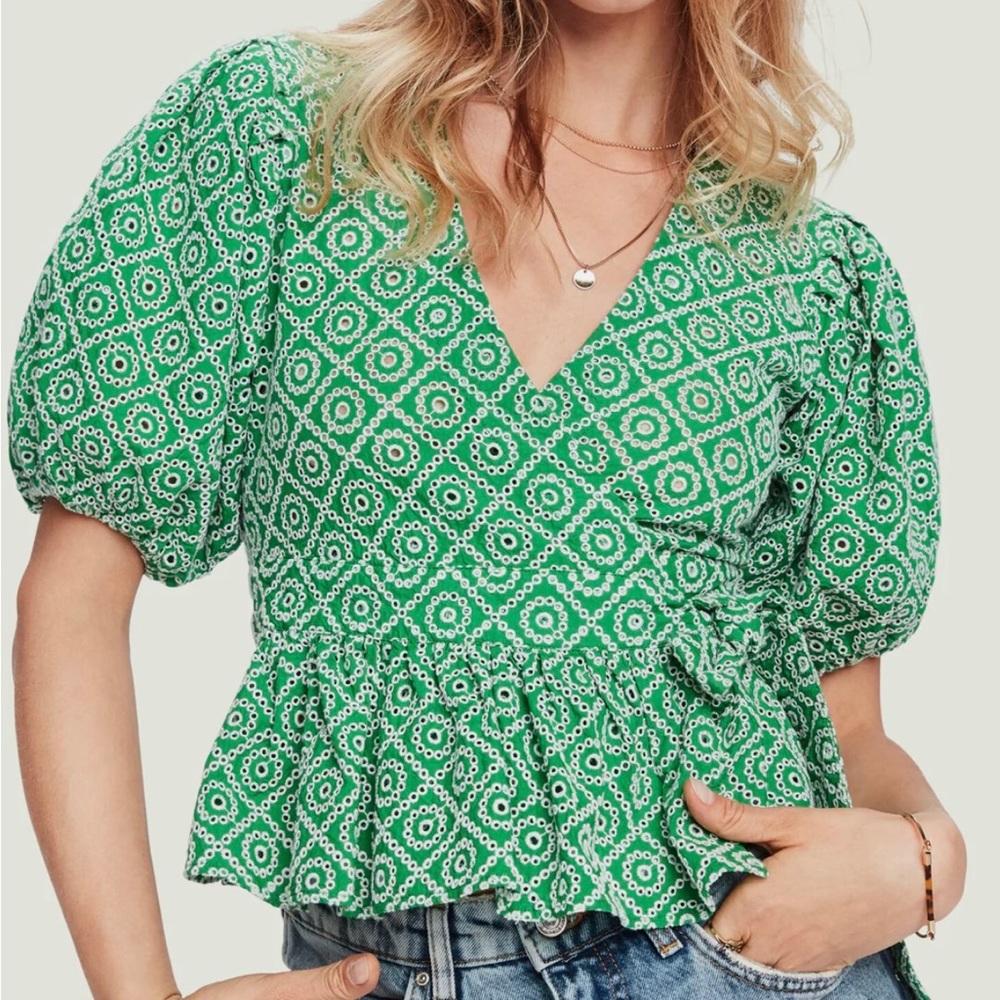 Scotch & Soda Broderie Anglaise Wrap Over Top, XS